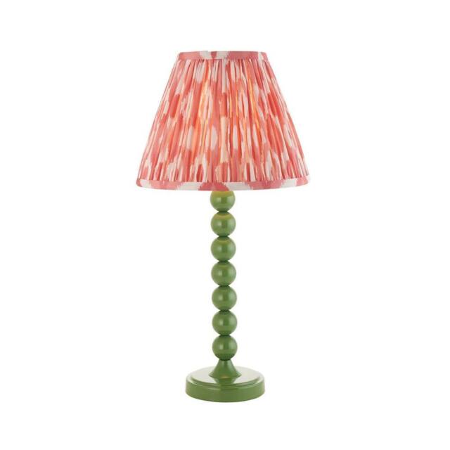 Netlighting Higgledy Gloss Green Table Lamp Pink Fabric Ikat Shade 25cm E14 - image 1