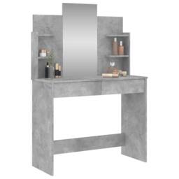 Berkfield Home Beautiful Dressing Table with Mirror Concrete Grey 96x39x142 cm - Size: 96 x 39 x 142 cm