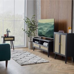 Spinningfield Rattan Effect Fronted Bedside Table 1 Drawer in Black - thumbnail 4