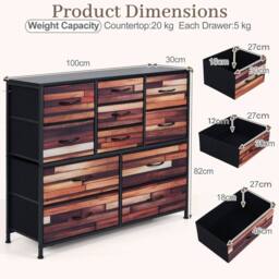 Kelvenix 11-Drawer Dresser Tall Storage Chest in Black - Size: 0.6m2 - thumbnail 2