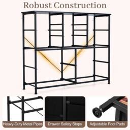 Kelvenix 11-Drawer Dresser Tall Storage Chest in Black - Size: 0.6m2 - thumbnail 4