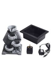 Living and Home Resin Feature Tabletop Water Fountain with LED Light in Grey - thumbnail 6