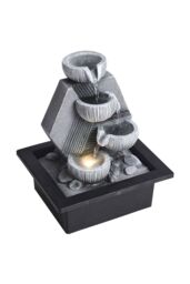 Living and Home Resin Feature Tabletop Water Fountain with LED Light in Grey - thumbnail 4