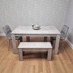 KOSY KOALA Wooden Grey Dining Table Set with 2 Grey Chairs & 2 Benches Modern Dining Furniture Set - thumbnail 3