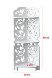Living and Home 3 Tiers Corner Storage Rack Cabinet Shelf Storage for Bedroom Bathroom in White - thumbnail 3
