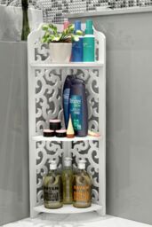 Living and Home 3 Tiers Corner Storage Rack Cabinet Shelf Storage for Bedroom Bathroom in White