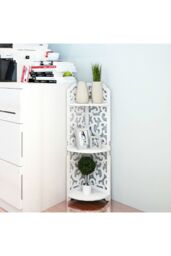 Living and Home 3 Tiers Corner Storage Rack Cabinet Shelf Storage for Bedroom Bathroom in White - thumbnail 2