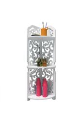 Living and Home 3 Tiers Corner Storage Rack Cabinet Shelf Storage for Bedroom Bathroom in White - thumbnail 6