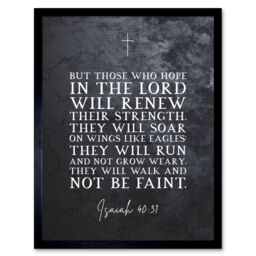 Artery8 Wall Art Print Isaiah 40:31 Those Who Hope In The Lord Will Renew Their Strength Christian Bible Verse Quote Scripture Typography Art Framed - thumbnail 1