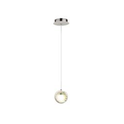 Netlighting Salvio Ceramic Round Sculpture Ceiling Pendant 1 x 3W LED Chrome White - thumbnail 1