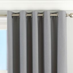 Essentials Twilight Thermal Blackout Eyelet Curtains in Silver - Size: 168 cm width x 137 cm drop - thumbnail 2