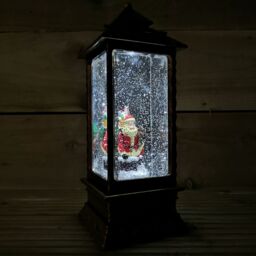 Samuel Alexander 27cm Dual Powered Light up Antique Lantern Christmas Water Spinner with Santa Scene in Gold - thumbnail 3
