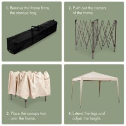 VonHaus Ivory Heavy Duty Pop Up Gazebo 3m x 3m in Beige - thumbnail 3