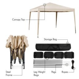 VonHaus Ivory Heavy Duty Pop Up Gazebo 3m x 3m in Beige - thumbnail 5