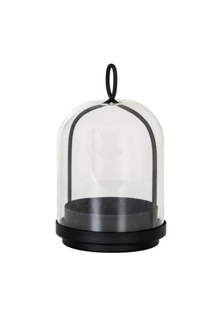 KDMD Nysa Medium Candle Holder with Glass Cloche - Elegant Home Decor in Black - image 1