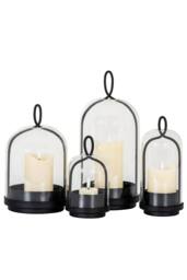 KDMD Nysa Medium Candle Holder with Glass Cloche - Elegant Home Decor in Black - thumbnail 4