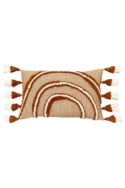 Furn Rainbow Tuft Tasselled Cushion in Red - Size: 30 cm x 50 cm - image 1