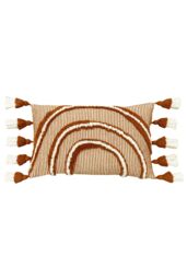 Furn Rainbow Tuft Tasselled Cushion in Red - Size: 30 cm x 50 cm - thumbnail 1
