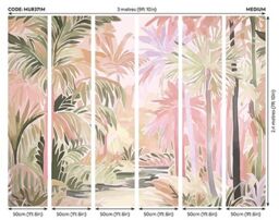 Origin Murals Pretty Palms Matt Smooth Paste the Wall Mural in Pink - Size: W350 cm x H280 cm - thumbnail 4