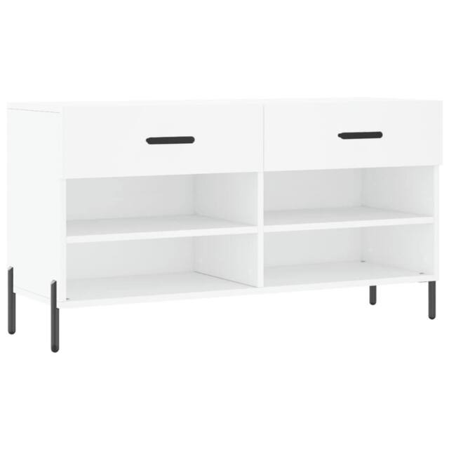 Berkfield Home Shoe Bench White 102x35x55 cm Engineered Wood - Size: 102 x 35 x 55 cm - image 1