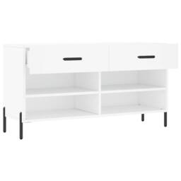 Berkfield Home Shoe Bench White 102x35x55 cm Engineered Wood - Size: 102 x 35 x 55 cm - thumbnail 5