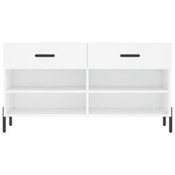 Berkfield Home Shoe Bench White 102x35x55 cm Engineered Wood - Size: 102 x 35 x 55 cm - thumbnail 6