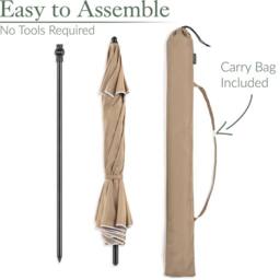 Christow Portable Beach Parasol Tilting Garden Sunshade Umbrella UV Resistant 2m in Brown - thumbnail 6