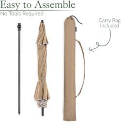 Christow 2m Portable Beach Parasol Tilting Garden Sunshade Umbrella UV Resistant in Taupe - thumbnail 6