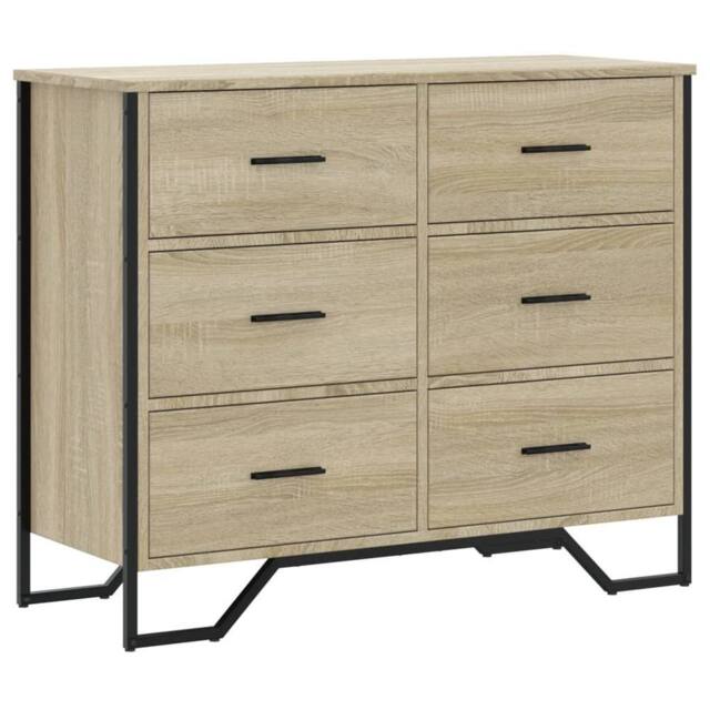 Berkfield Home Chest of Drawers Sonoma Oak 91x35.5x74.5 cm Engineered wood in Light Oak - image 1