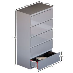 Home Discount Vida Designs Glinton 4Pc Bedroom Set(2Dr Bedsidex2, 5Dr Chest, Wardrobe) in Grey - thumbnail 3