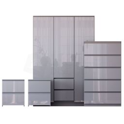 Home Discount Vida Designs Glinton 4Pc Bedroom Set(2Dr Bedsidex2, 5Dr Chest, Wardrobe) in Grey - thumbnail 5