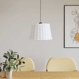 Berkfield Home Ceiling Lamp Shade White √ò40x26 cm Wicker - Size: 40x26 cm - thumbnail 2