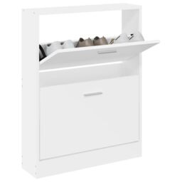 Berkfield Home Shoe Cabinet White 59x17x81 cm Engineered Wood - Size: 59 x 17 x 81 cm - thumbnail 3