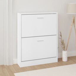 Berkfield Home Shoe Cabinet White 59x17x81 cm Engineered Wood - Size: 59 x 17 x 81 cm