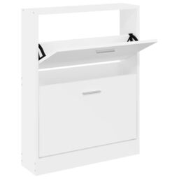 Berkfield Home Shoe Cabinet White 59x17x81 cm Engineered Wood - Size: 59 x 17 x 81 cm - thumbnail 2