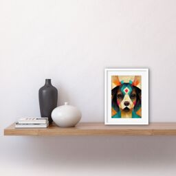 "Artery8 Wall Art Print Quirky Boho Abstract Modern Shaman Guru Dog Artwork Framed 9X7 Inch in White - Size: W7"" x H9""" - thumbnail 2