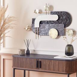 Wyld and Coco Geometric Wall Art Black Gold Iron Sculpture - thumbnail 1