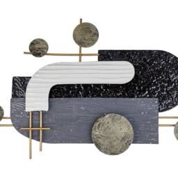 Wyld and Coco Geometric Wall Art Black Gold Iron Sculpture - thumbnail 2