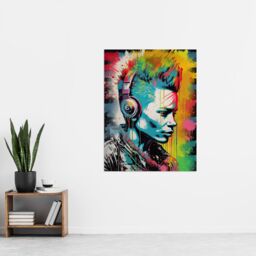 "Artery8 Wall Art Print Punk Music Vibrant Artwork Young Man With Headphones Portrait Poster - Size: W24"" x H32""" - thumbnail 4
