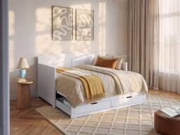 Vente-unique Trundle Bed 90 X 190 Or 180 X 190 Cm - With Extendable Base and in White - Size: Single - thumbnail 3