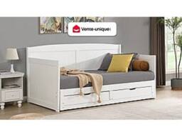 Vente-unique Trundle Bed 90 X 190 Or 180 X 190 Cm - With Extendable Base and in White - Size: Single - thumbnail 4