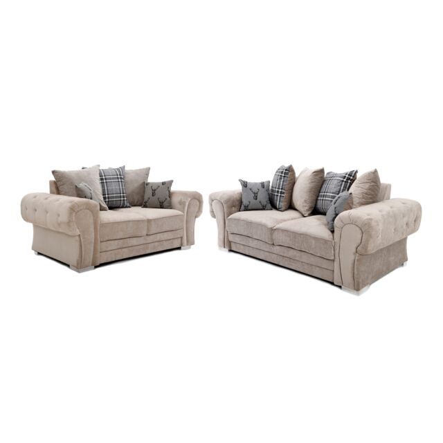 Furniture 786 Verona Scatter Back 3+2 Seater Sofa Set in Beige - image 1