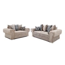 Furniture 786 Verona Scatter Back 3+2 Seater Sofa Set in Beige