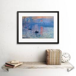 "Artery8 Monet Impression Sunrise Painting Home Decor 12x16"" Framed Art Print in Blue - Size: W12"" x H16""" - thumbnail 2