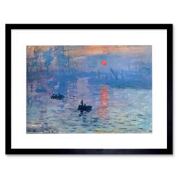 "Artery8 Monet Impression Sunrise Painting Home Decor 12x16"" Framed Art Print in Blue - Size: W12"" x H16""" - thumbnail 1
