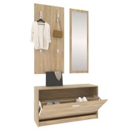 Berkfield Home Stylish 3-in-1 Shoe Cabinet Set Sonoma Oak Engineered Wood in Brown - thumbnail 4