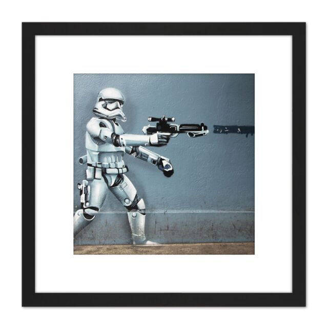 Artery8 Apoptosical Star Wars Stormtrooper Graffiti Mexico Photograph 8X8 Inch Square Wooden Framed Wall Art Print Picture with Mount in Black - image 1
