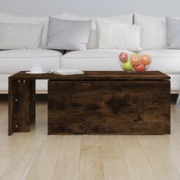 Berkfield Home Coffee Table Smoked Oak 150x50x35 cm Engineered Wood in Brown - Size: 150 x 50 x 35 cm - thumbnail 4