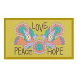 Artsy Mats Elizabeth Olwen Love Peace Hope Indoor/Outdoor Doormat (70x40cm) in Yellow - Size: 40 cm x 70 cm - thumbnail 2