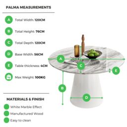 FurnitureboxUK Palma 120cm 6-Seater Round Pedestal Dining Table In Multiple Finishes in Off-White - thumbnail 6